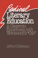 Radical literary education : a classroom experiment with Wordsworth's "Ode" /