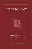 Deuteronomy : issues and interpretations /