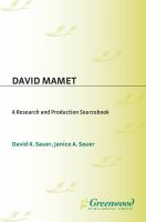 David Mamet a research and production sourcebook /