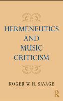 Hermeneutics and music criticism