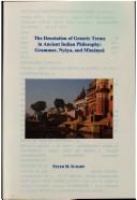 The denotation of generic terms in ancient Indian philosophy : grammar, Nyāya and Mīmāṃsā /