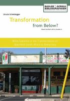 Transformation from below? : white suburbia in the transformation of apartheid South Africa to democracy /
