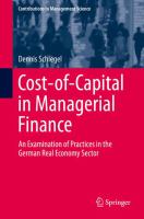 Cost-of-Capital in Managerial Finance An Examination of Practices in the German Real Economy Sector /
