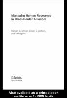 Managing human resources in cross-border alliances