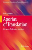 Aporias of Translation Literature, Philosophy, Education /