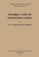 Towards a text of "Anthologia Latina" /