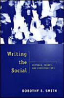 Writing the social critique, theory, and investigations /