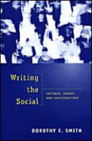 Writing the social : critique, theory, and investigations /