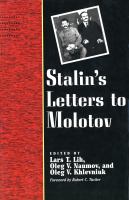 Stalin's Letters to Molotov, 1925-1936. /