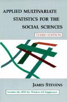 Applied multivariate statistics for the social sciences