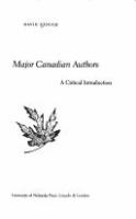 Major Canadian authors : a critical introduction /