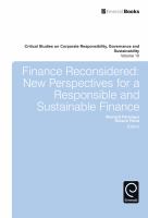 Finance Reconsidered : New Perspectives for a Responsible and Sustainable Finance.