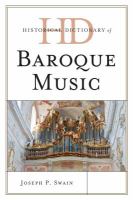 Historical Dictionary of Baroque Music.