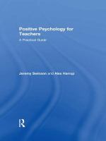 Positive Psychology for Teachers.