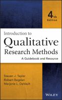 Introduction to Qualitative Research Methods : A Guidebook and Resource.