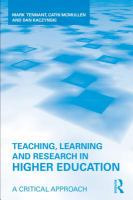 Teaching, Learning and Research in Higher Education : A Critical Approach.