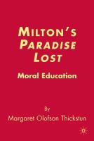 Milton's Paradise Lost : Moral Education.