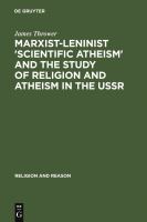 Marxist-Leninist "scientific atheism" and the study of religion and atheism in the USSR