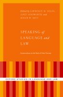 Speaking of language and law conversations on the work of Peter Tiersma /