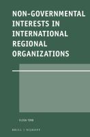 Non-Governmental Interests in International Regional Organizations.