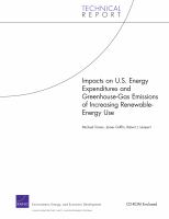 Impacts on U.S. energy expenditures and greenhouse-gas emissions of increasing renewable-energy use technical report /