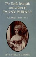 Early Journals and Letters of Fanny Burney, Volume 1.