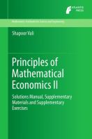 Principles of Mathematical Economics II Solutions Manual, Supplementary Materials and Supplementary Exercises /