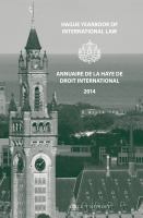 Hague Yearbook of International Law / Annuaire de la Haye de Droit International, Vol. 27 (2014).