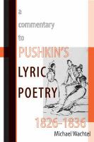A Commentary to Pushkin's Lyric Poetry, 1826-1836.