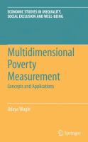 Multidimensional Poverty Measurement : Concepts and Applications.