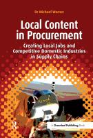 Local content in procurement creating local jobs and competitive domestic industries in supply chains /