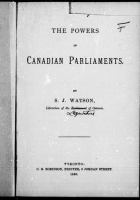 Powers of Canadian Parliaments