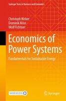 Economics of Power Systems Fundamentals for Sustainable Energy /