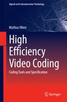 High Efficiency Video Coding Coding Tools and Specification /