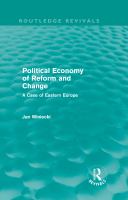 Political Economy of Reform and Change (Routledge Revivals).