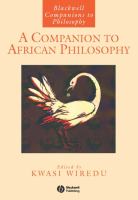 A Companion to African Philosophy.