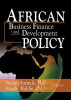 African Development Finance and Business Finance Policy.