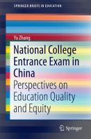 National College Entrance Exam in China Perspectives on Education Quality and Equity /